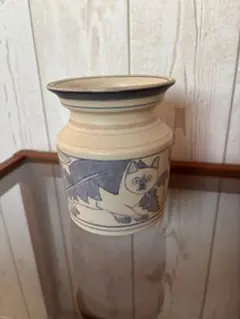 ヴィンテージ 陶器 花瓶 花器 フラワーベース 猫 ねこ ボタニカル 北欧風 ヴィンテージ 陶器 花瓶 花器 フラワーベース 猫 ねこ ボタニカル 北欧