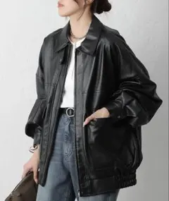 【美品】 COLONY2139 フェイクレザーオーバーブルゾン　ブラック