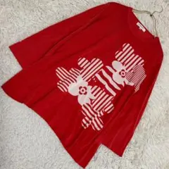 《良品》 pierre cardin お花模様ニット レッド 42 キレイめのサムネイル