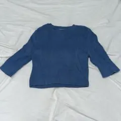 ZARA KNIT リブニット 五分袖 ブルーのサムネイル