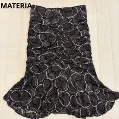 MATERIA幾何学模様 フレアスカート ギャザーデザイン グレー　38のサムネイル