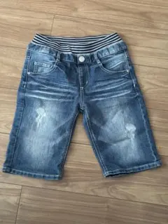 72 デニムハーフパンツ 150cm ストライプウエスト