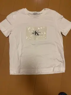 Calvin Klein Jeans スパンコールロゴ Tシャツ ホワイトのサムネイル