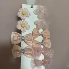 花柄とリボンのヘアアクセサリー10点セット