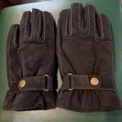 黒 スエード 手袋 ボタン付きカフス