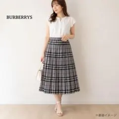 BURBERRYS プリーツスカート チェック柄 グレー 毛100%