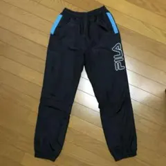 FILA ナイロンパンツ 150 ブラック 黒 裏起毛 キッズ ロングパンツ