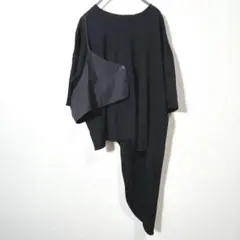 IASK 変形Tシャツ　異素材　サイズなし　黒　個性的　ユニセックス