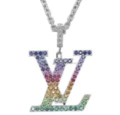 T2389 ルイヴィトン K18WG ペンダントLV XL レインボーネックレス