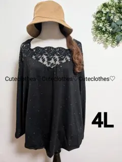 4L♡新品大きいサイズ♡キラキラが素敵な♡レース仕立てプルオーバー