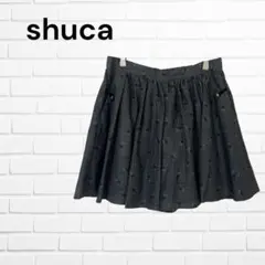 シュカ 花柄 チェック キュロット フレア ミニ丈 スカート風のサムネイル