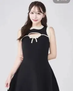 darichポイントオープンニットミニワンピースブラック