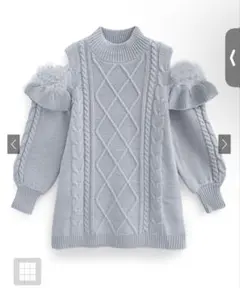 【タグ付き本日処分】ショルダーオープンフェザーニットミニワンピース[tt021]