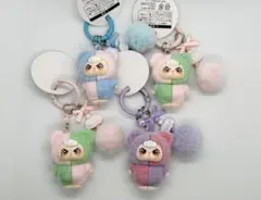 BABYTHREE ぷくっとアングリーフェイス キーホルダー 3種4個セット