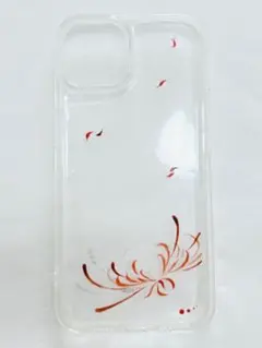 iPhone14/13用 透明スマホケース 花模様