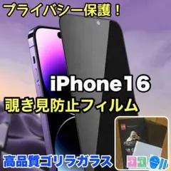 プライバシー保護【iPhone 16】覗き見防止ゴリラガラスフィルム