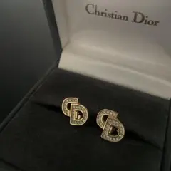 ディオール　イヤリング　CDロゴ　ラインストーン　ゴールド　両耳　ピアス　y2k