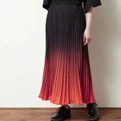✨希少✨ふりふ ロングスカート プリーツ　グラデーション オレンジ
