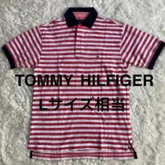 【美品】TOMMY HILFIGER ポロシャツ ボーダー 赤白 半袖