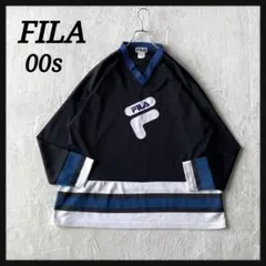 希少 00s FILA フィラ ホッケー シャツ メッシュ ビックロゴ Y2Kのサムネイル