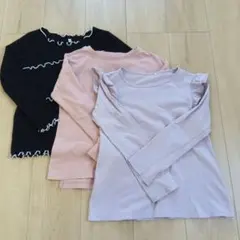 子供服　長袖　セット　130　女児　西松屋　パープル　薄紫　ピンクベージュ　黒