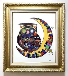 即決【F10号】ジミー大西（知恵の神様）手描き/表裏サイン有/油彩/絵画/高級額のサムネイル