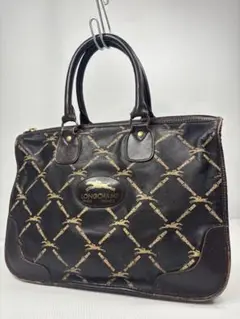 ロンシャン　ヴィンテージ　Longchamp 本革　ミニボストン　トートブラウン