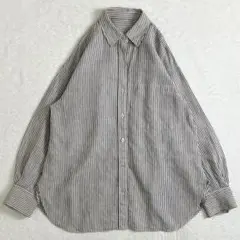 バビロン リネン100% 長袖シャツ ストライプ BIGシルエット　Fのサムネイル