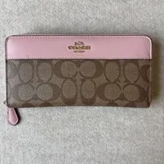 大幅値下げ COACH 長財布 ブラウン ピンク