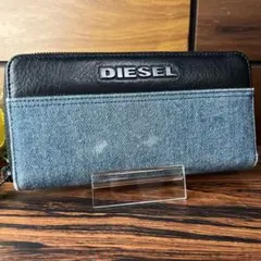 ディーゼル DIESEL 長財布 デニム レザー ラウンドファスナー ブラック