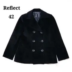 【美品】リフレクト アンゴラ ピーコート 大きいサイズ アウター ジャケット 黒