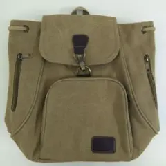 【植43】ベージュ キャンバス リュック 未使用