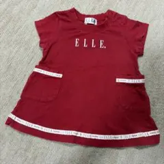 【レトロ】【レア】ELLE ロゴ入り 半袖ワンピース レッド 80のサムネイル