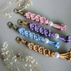 オーダー♡お名前入り♡パラコードキーホルダー♡花
