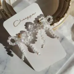 クリアリボンピアス イヤリング