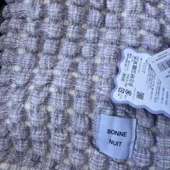 BONNE NUIT 紫と白のチェック柄ニット生地