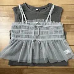 ジーユー　GIRLS2ピースチュールキャミソールセットT