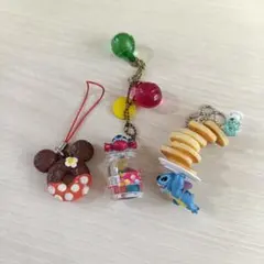 レア ディズニー スティッチ ミッキー ドーナツストラップキーホルダー3点セット