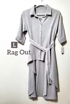 Rag Out (アベール) アシンメトリー ロングシャツ (L、グレー)