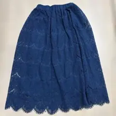 ネイビー レース ロングスカート