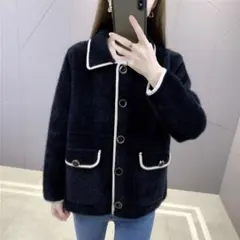 【新品未使用】ミンク フェイク ショート ニット ジャケット レディース