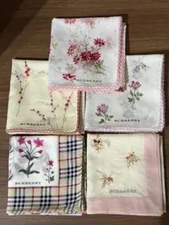 BURBERRY 花柄ハンカチ 5枚セット