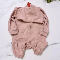 ベビー用　恐竜 カバーオール ロンパース ピンク 90サイズ　防寒