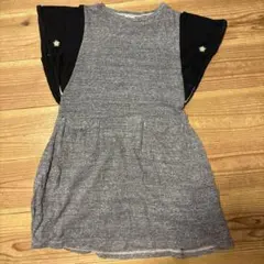 グレーと黒の星刺繍半袖ワンピースのサムネイル
