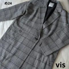 【vis】フリーサイズ　チェック柄　ジャケットコート
