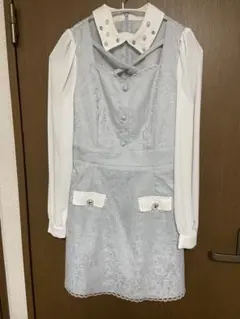 Ank Rouge パール襟ジャガードミニワンピース