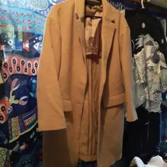 ベージュ ウール混合 テーラードジャケット