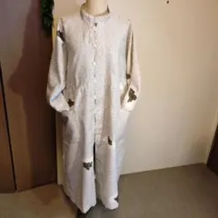 着物リメイクポリエステルロングシャツワンピース
