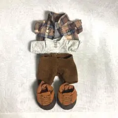 ぬいもーず フランネル風シャツセット ブラウンのサムネイル