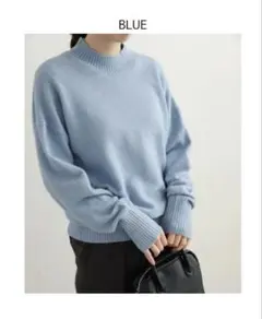 URBAN RESEARCH DOORS ハイネックモチモチニット　ブルー